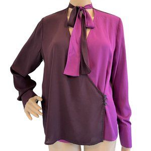 Mōd/X Orchid & Plum Wrap Blouse Tie Neck S